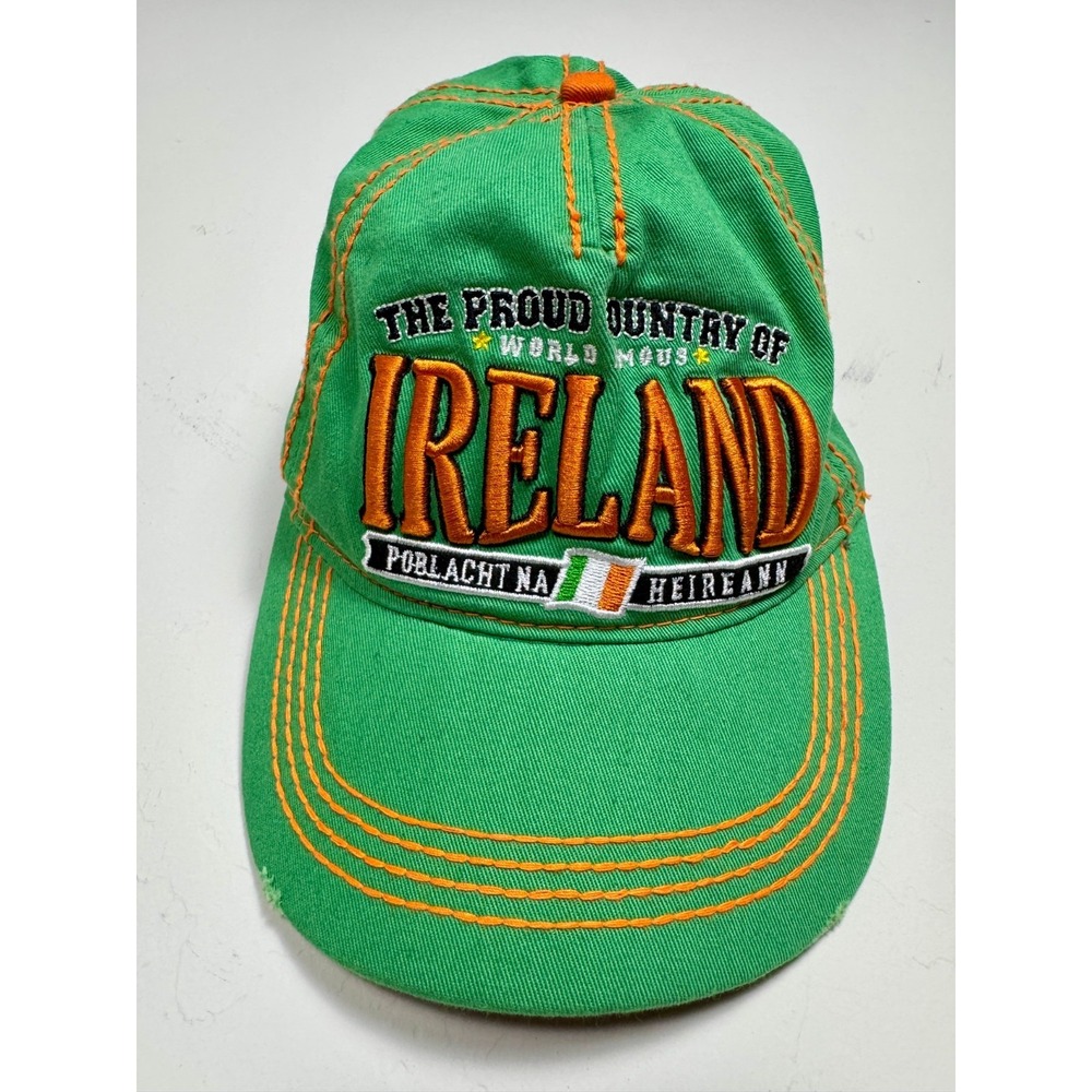 FOX Originals Men Green Baseball Cap Ireland Irish Pride Distressed Hat Adjusts